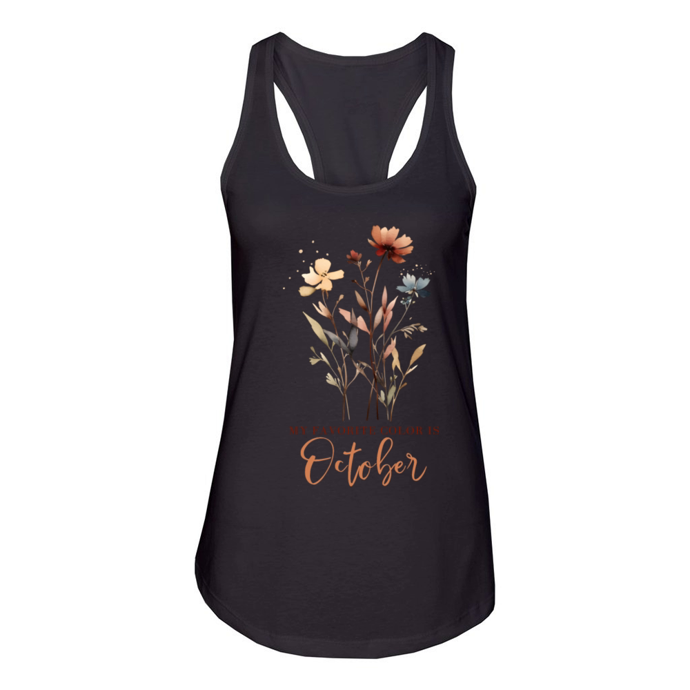 Colorful Autumn Flowers with Quote Women's Racerback Tank