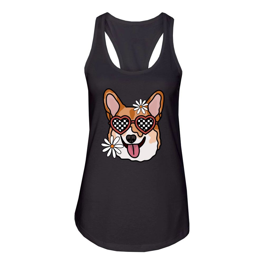 Corgi retro dog Women's Racerback Tank