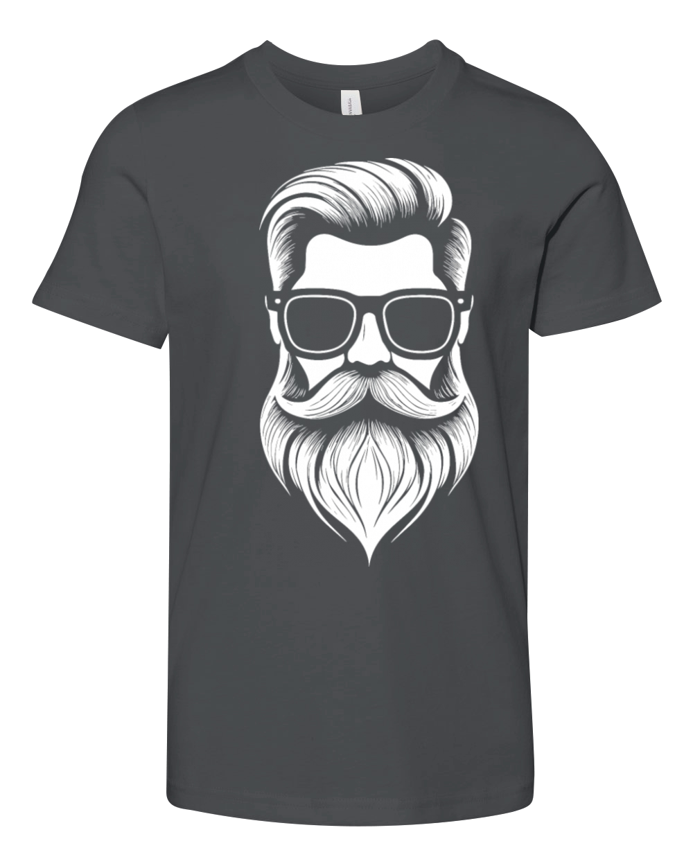 a Bearded and mustachioed mans face Youth Unisex Jersey Tee