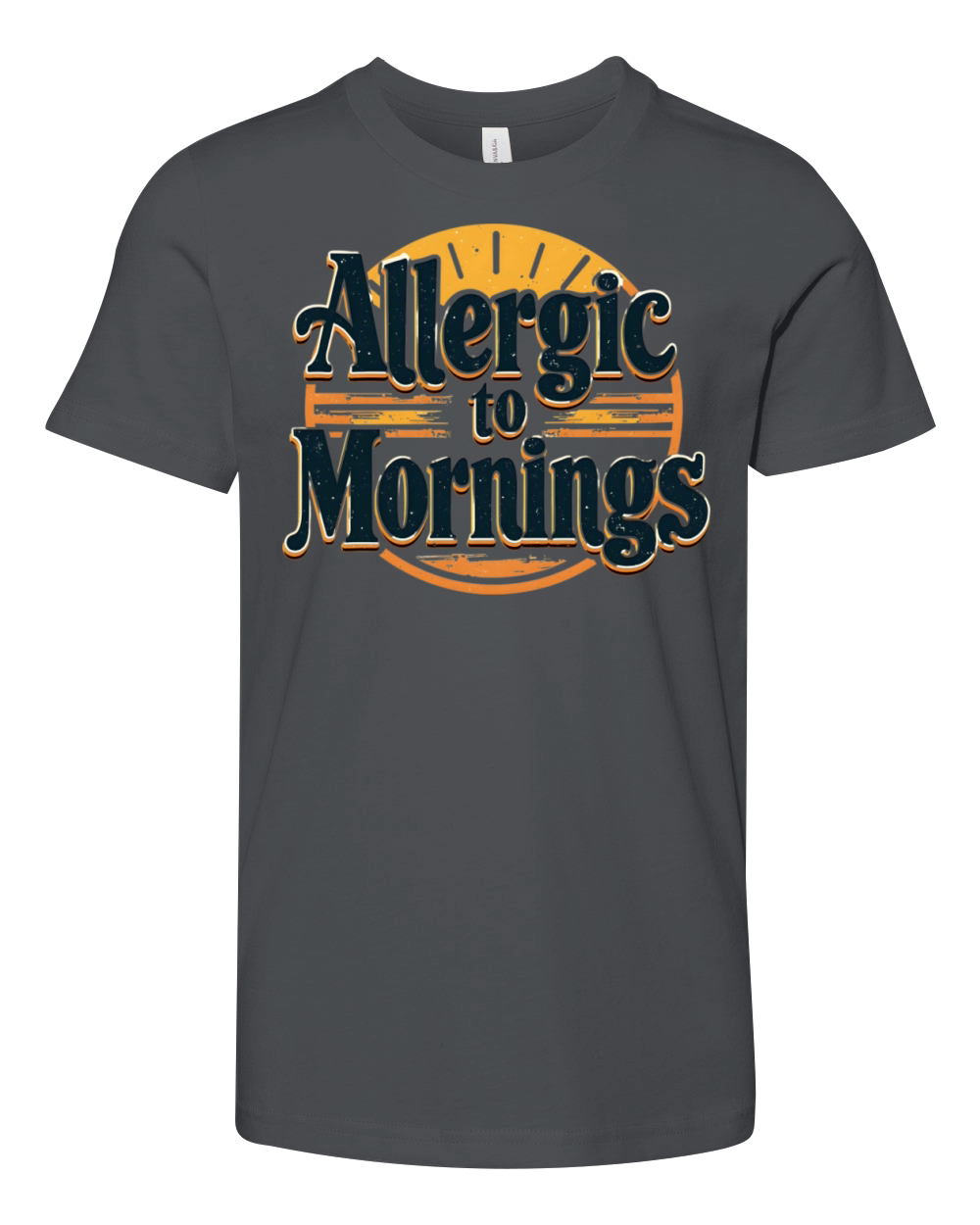 Allergic to Mornings Funny Retro Vintage Design Youth Unisex Jersey Tee