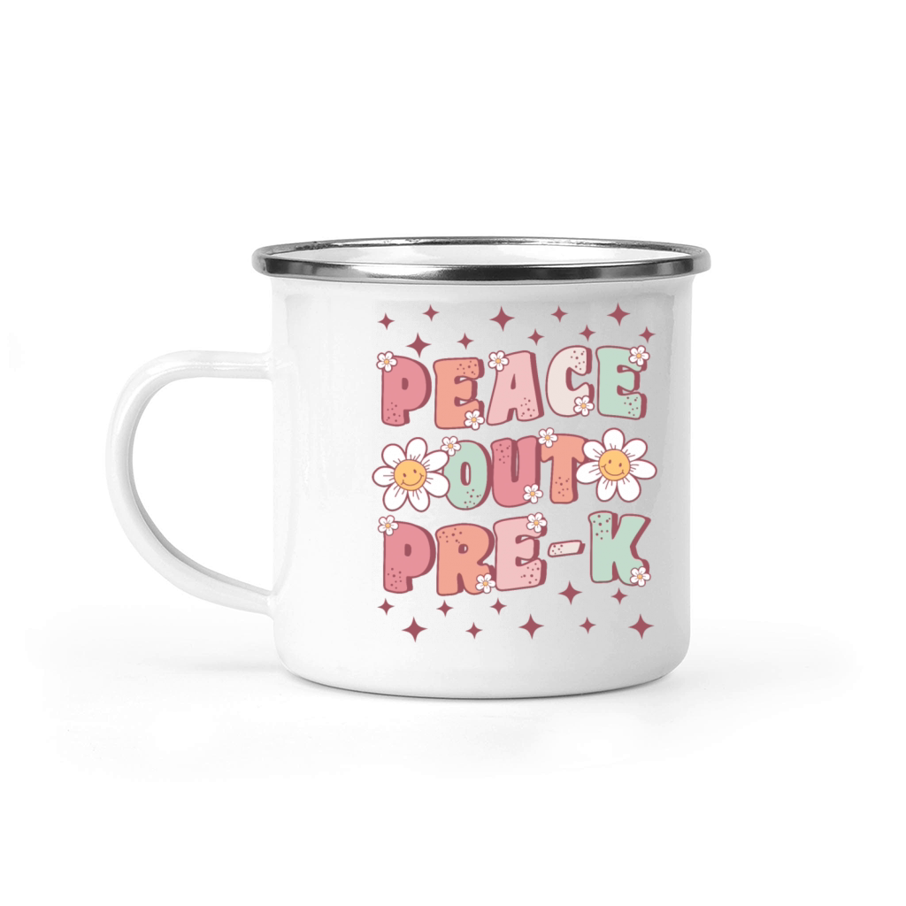 Peace Out PreK Groovy Last Day of School Camping Mug