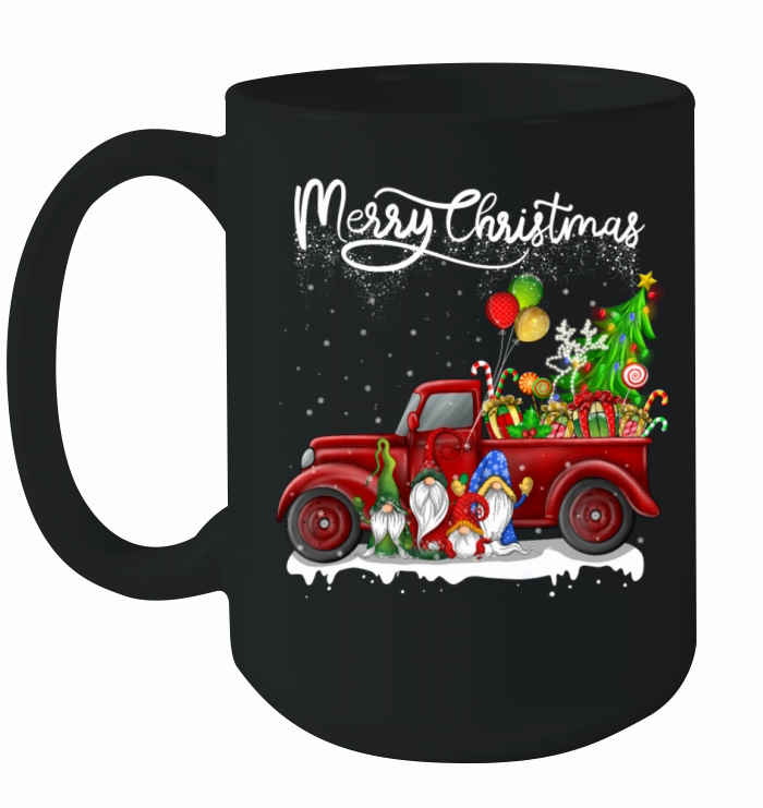 Merry Christmas Vintage Red Truck Gnomes Squad Ceramic Mug