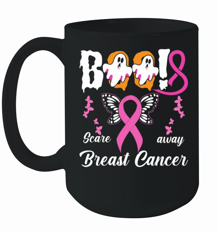 Scare away Breast Cancer Pink Ribbon Halloween Ceramic Mug