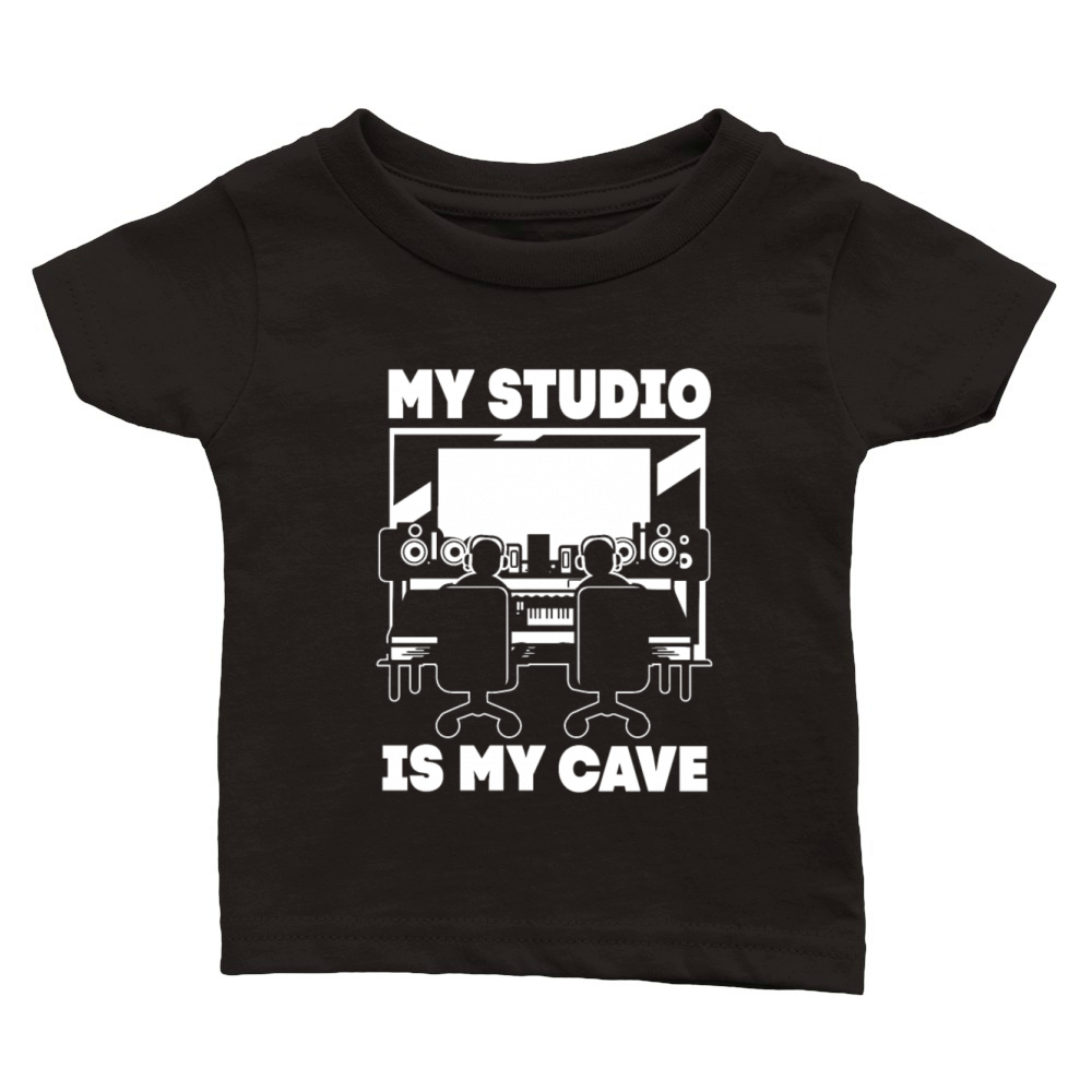 Vintage Music Producer My Studio Is My Cave Classic Baby Crewneck T-shirt