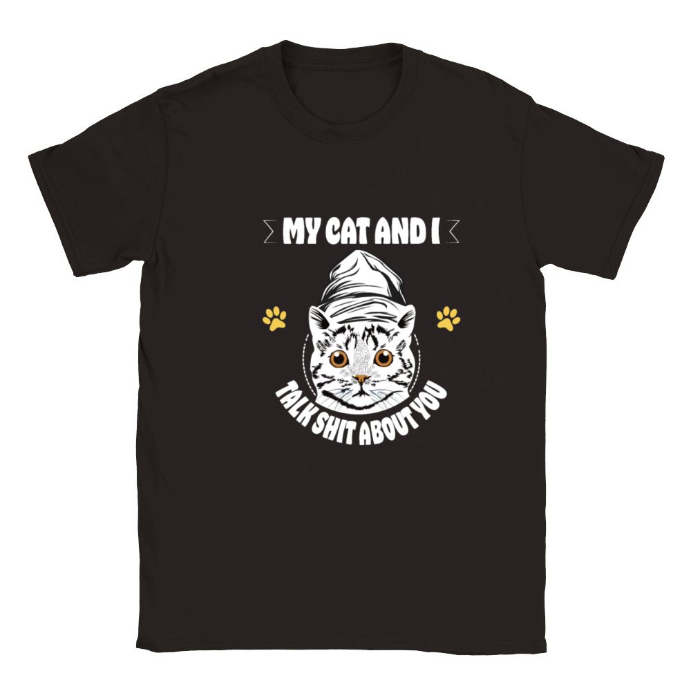 My Cat And I Talk Shit About You Vintage funny Classic Kids Crewneck T-shirt