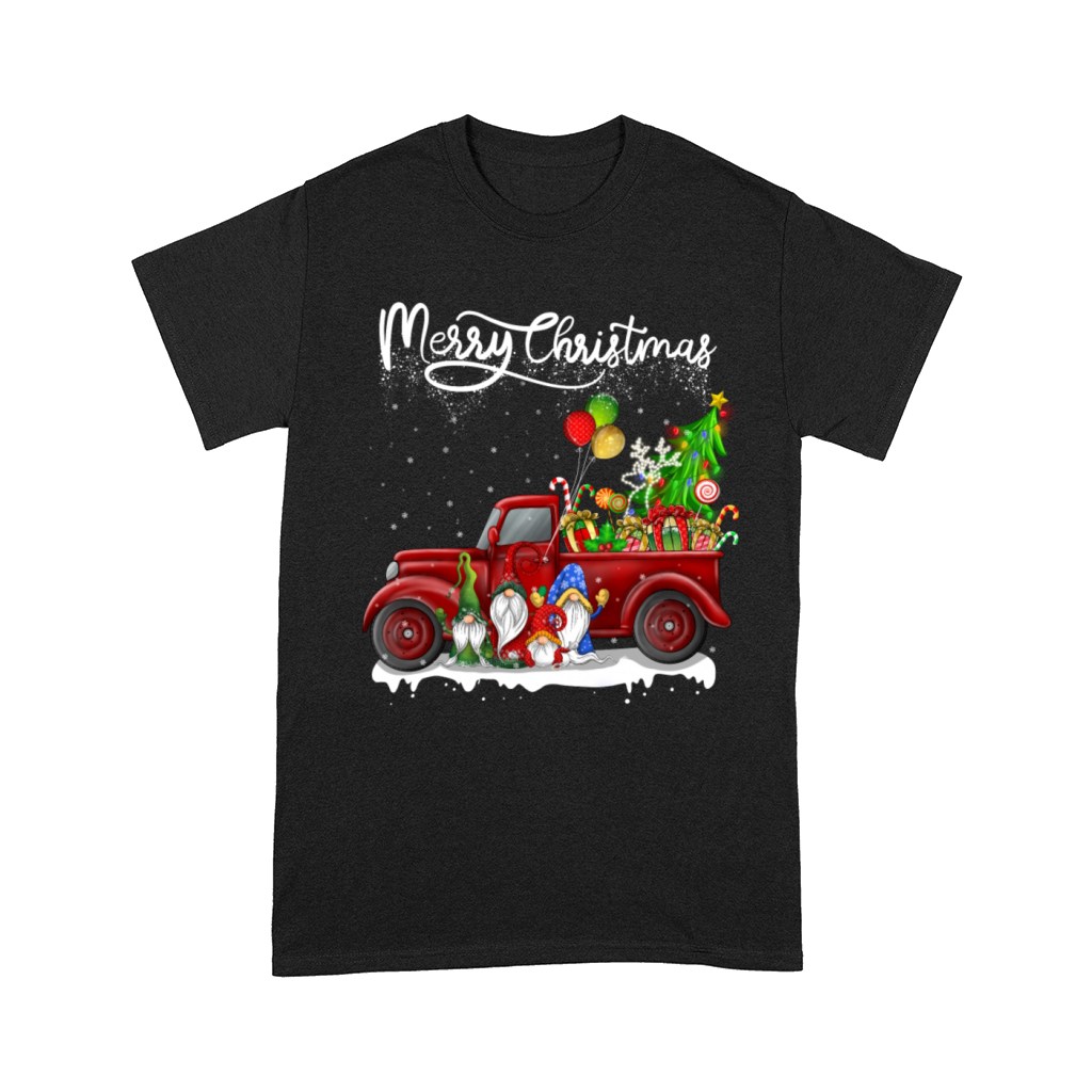 Merry Christmas Vintage Red Truck Gnomes Squad Comfort T-shirt