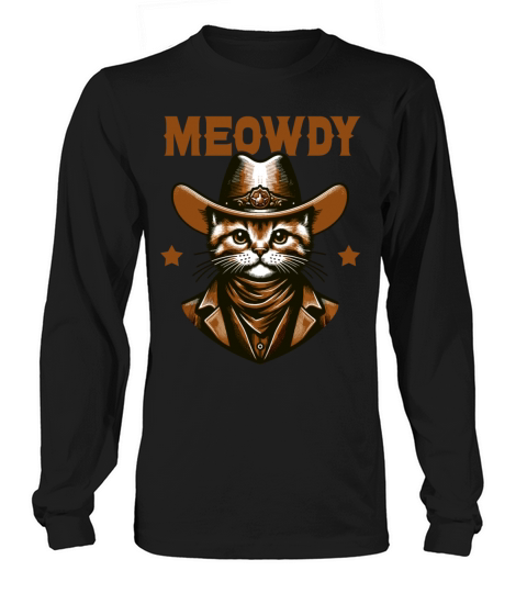 Meowdy Funny Cat Cowboy Western Vintage Long sleeved Unisex