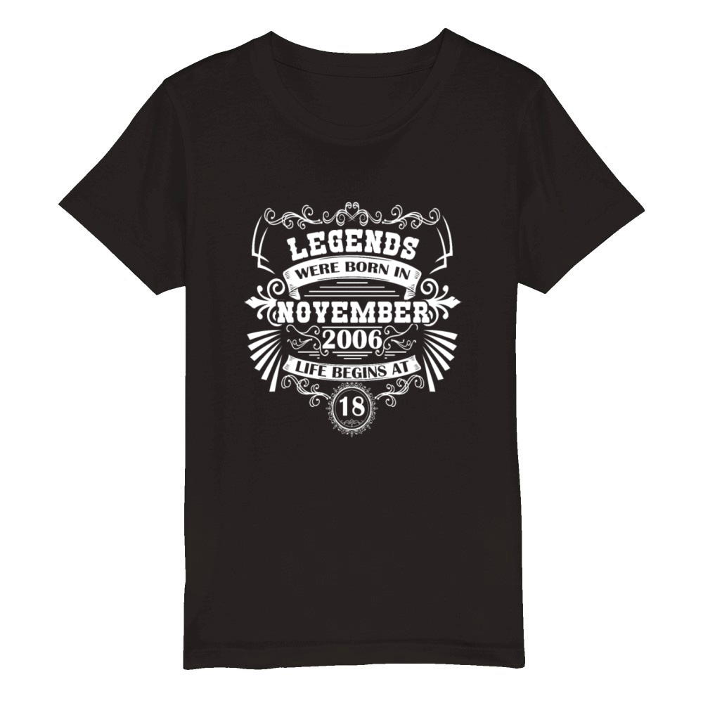 18th birthday legends born November 2006 Organic Kids Crewneck T-shirt