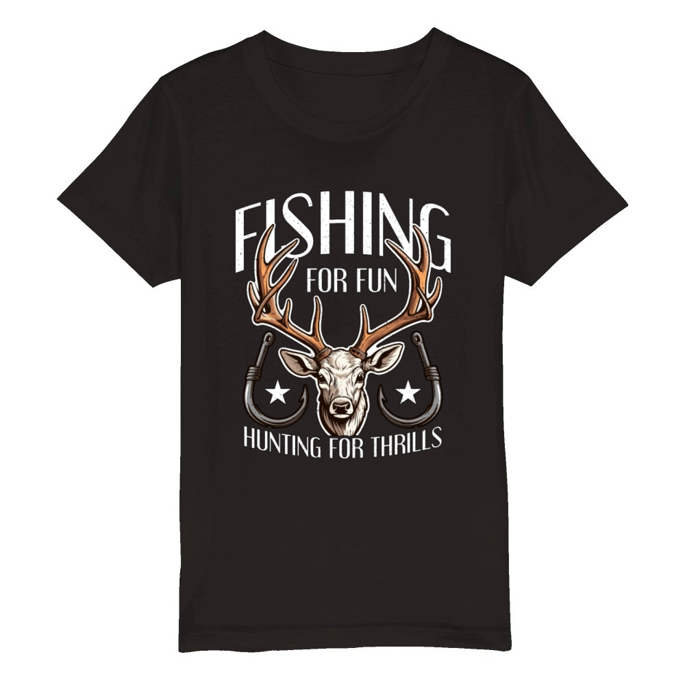 Fishing And Hunting Fishing For Fun Fisherman Organic Kids Crewneck T-shirt