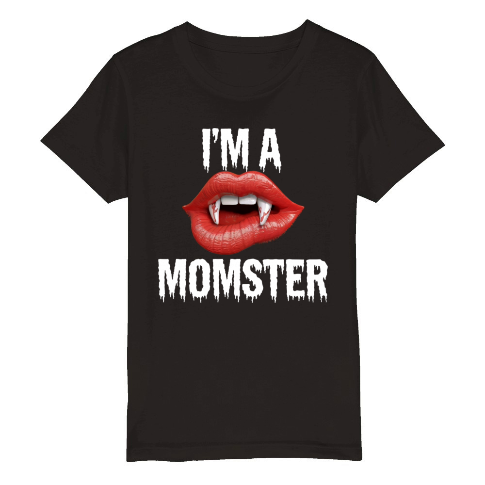 Spooky HALLOWEEN Vampire MOMSTER Shirt for Mom Organic Kids Crewneck T-shirt
