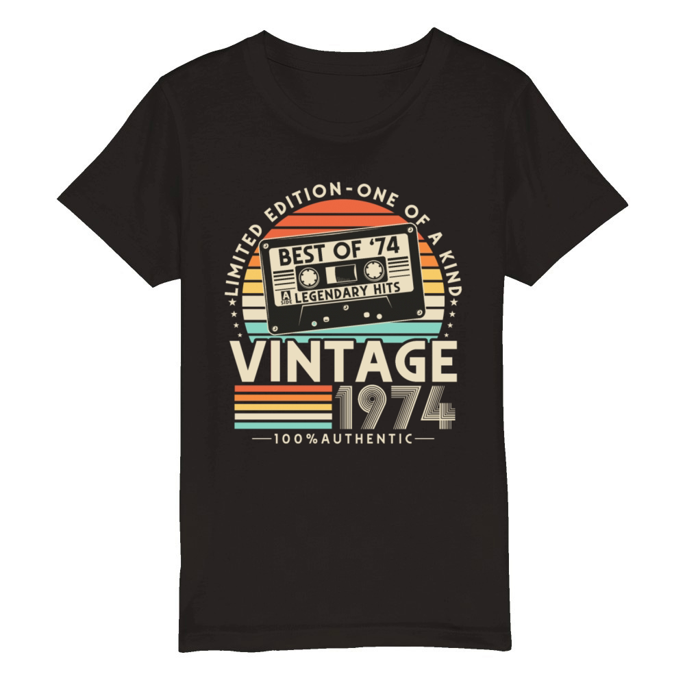 Vintage 1974 Retro 50th birthday Organic Kids Crewneck T-shirt