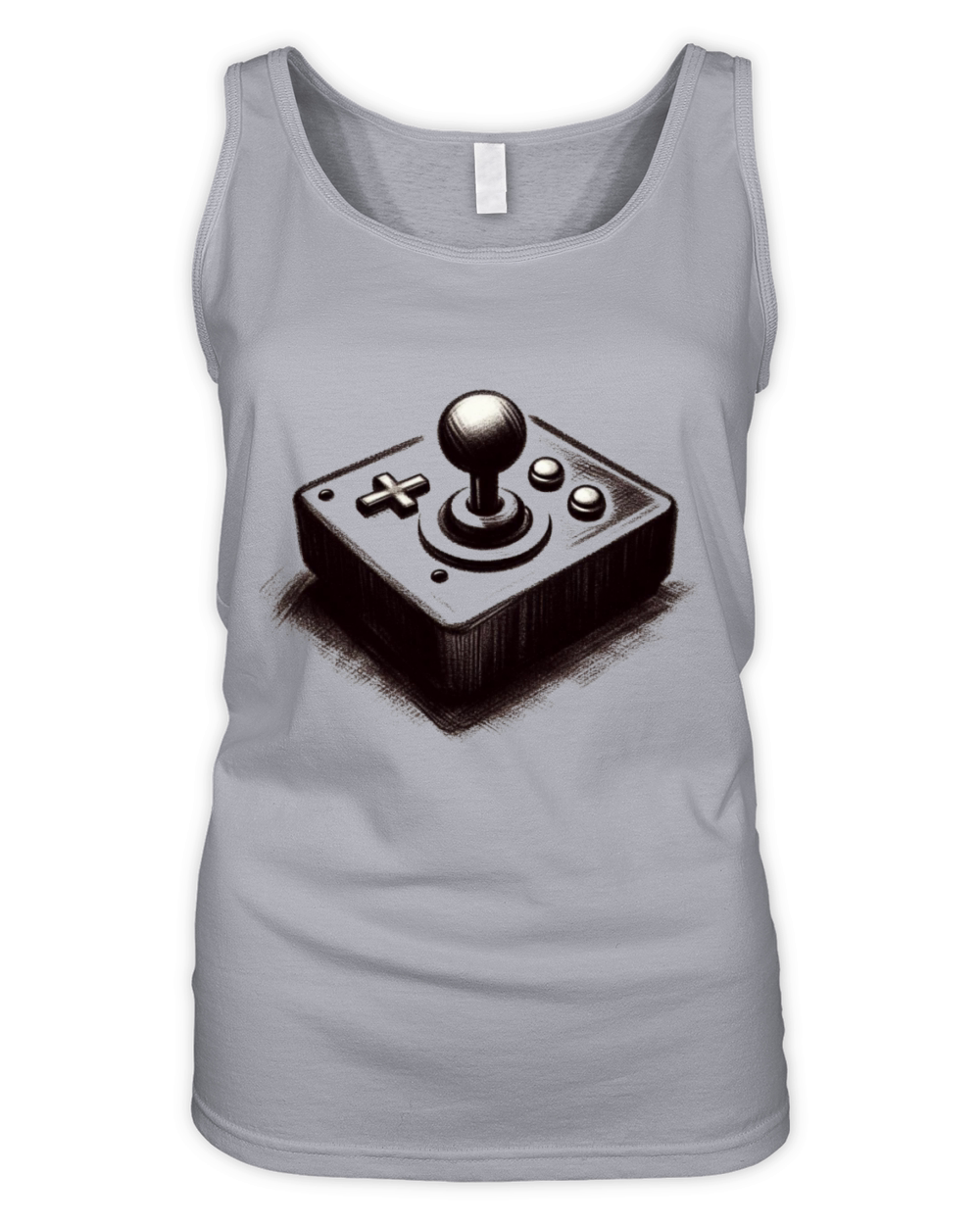 Gamer retro Joystick vintage charcoal gaming art 4 Organic Women's Tank Top