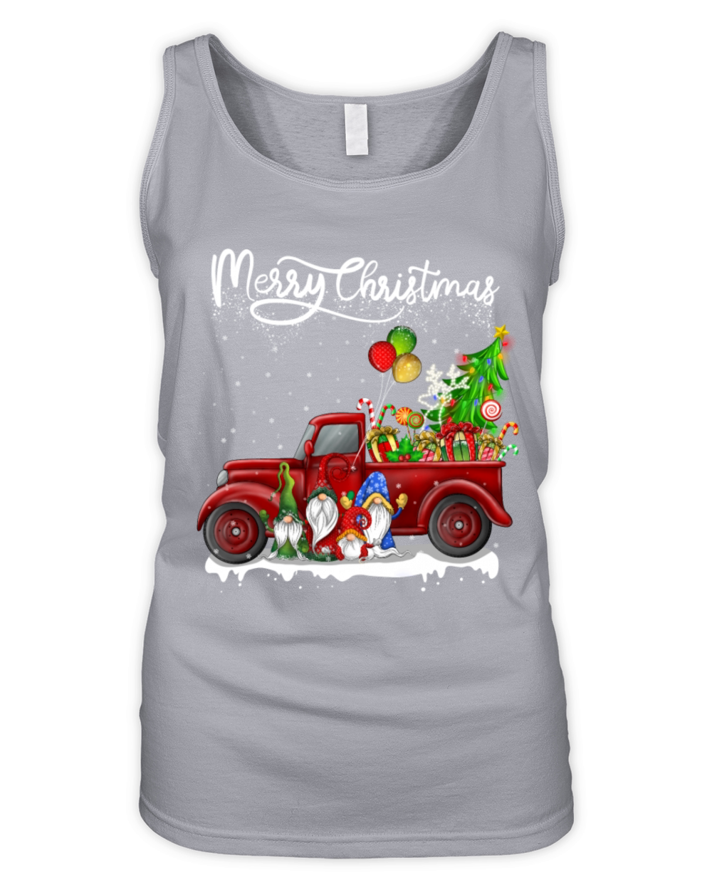 Merry Christmas Vintage Red Truck Gnomes Squad Organic Women's Tank Top