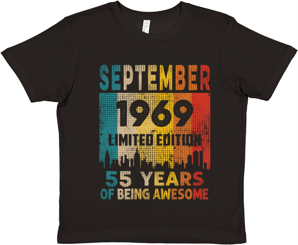 Born in SEPTEMBER 1969 Vintage 55th Birthday Gift Premium Kids Crewneck T-shirt