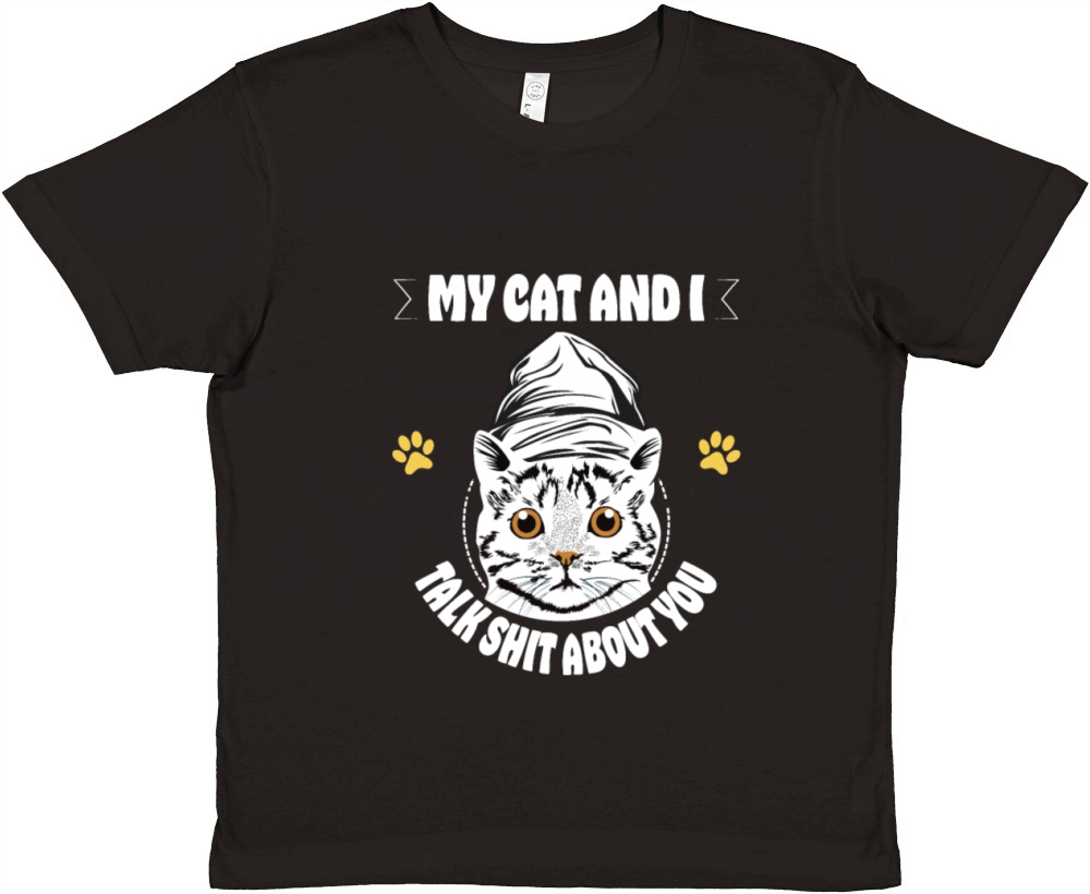 My Cat And I Talk Shit About You Vintage funny Premium Kids Crewneck T-shirt
