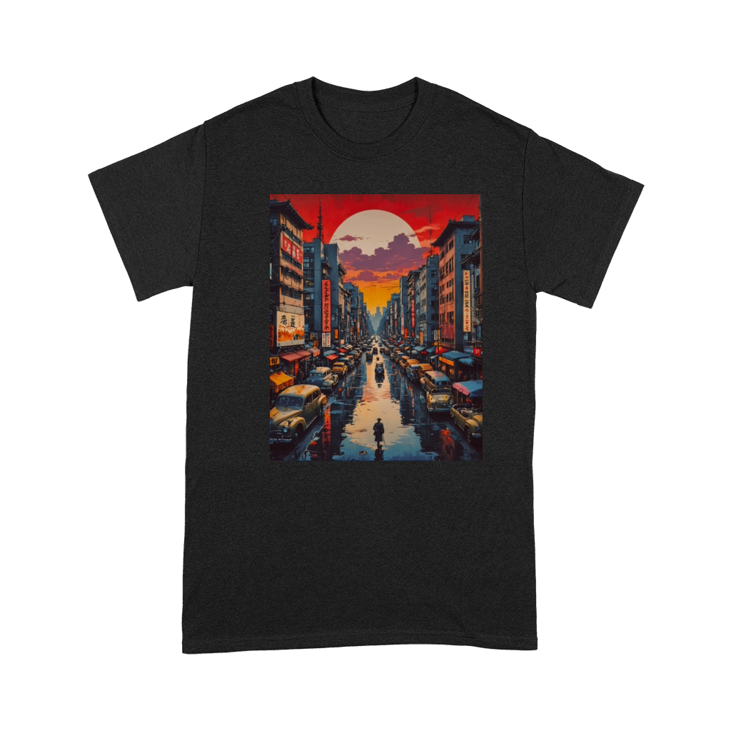 Twilight Reflections in Neon City Premium T-shirt