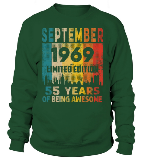 Born in SEPTEMBER 1969 Vintage 55th Birthday Gift Sweatshirt Unisex