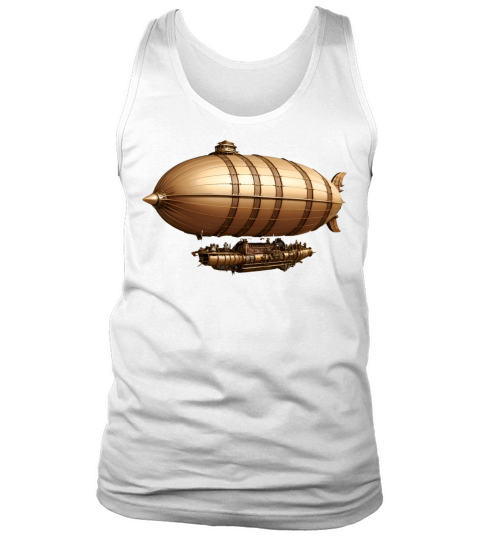 A large steampunk-style airship with bronze metal Tank Top Unisex