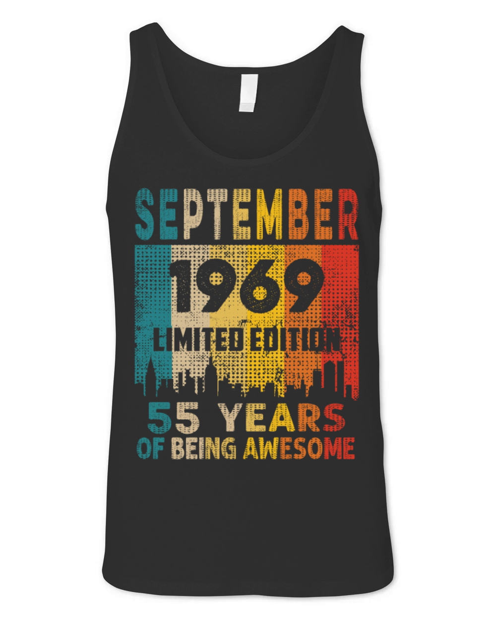Born in SEPTEMBER 1969 Vintage 55th Birthday Gift Unisex Jersey Tank