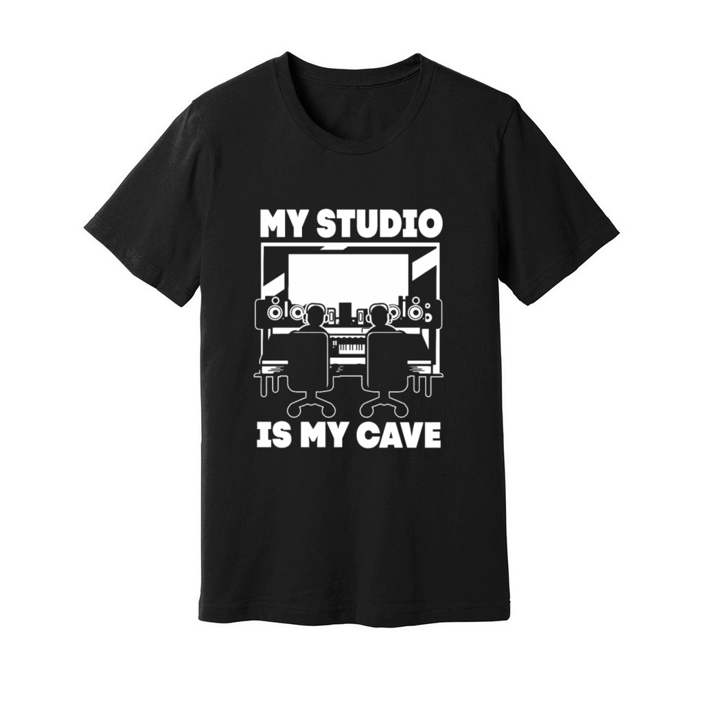 Vintage Music Producer My Studio Is My Cave Unisex Jersey Tee
