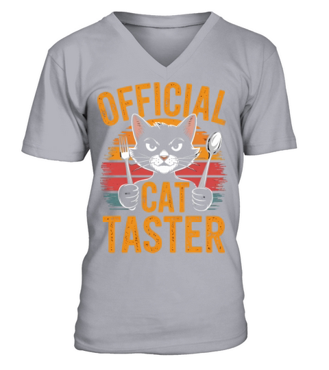 Cat Taster - Playful Cat with Fork and Spoon V-Neck T-shirt