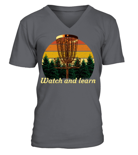 Watch and Learn Disc Golf Outdoor Game Golfer Fiel V-Neck T-shirt