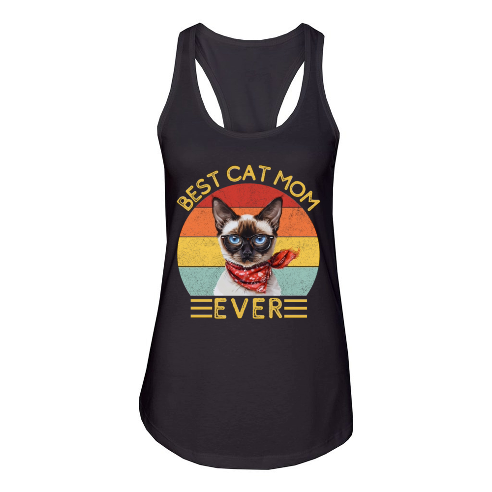 Best Cat Mom Ever Siamese Cat Lover Owner Cat Mama Women's Racerback Tank