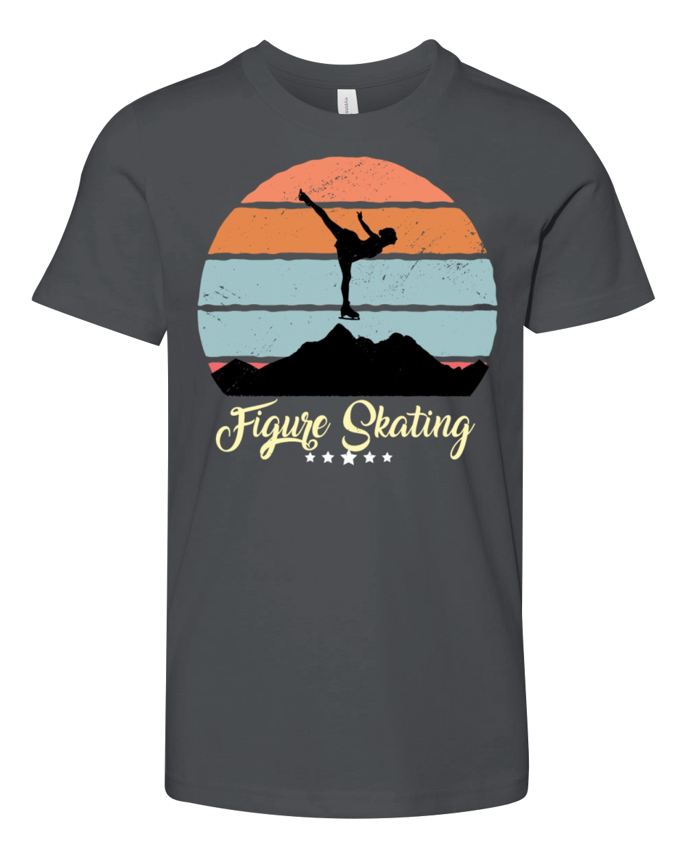 Figure Skating Vintage Retro Sunset Sport Youth Unisex Jersey Tee