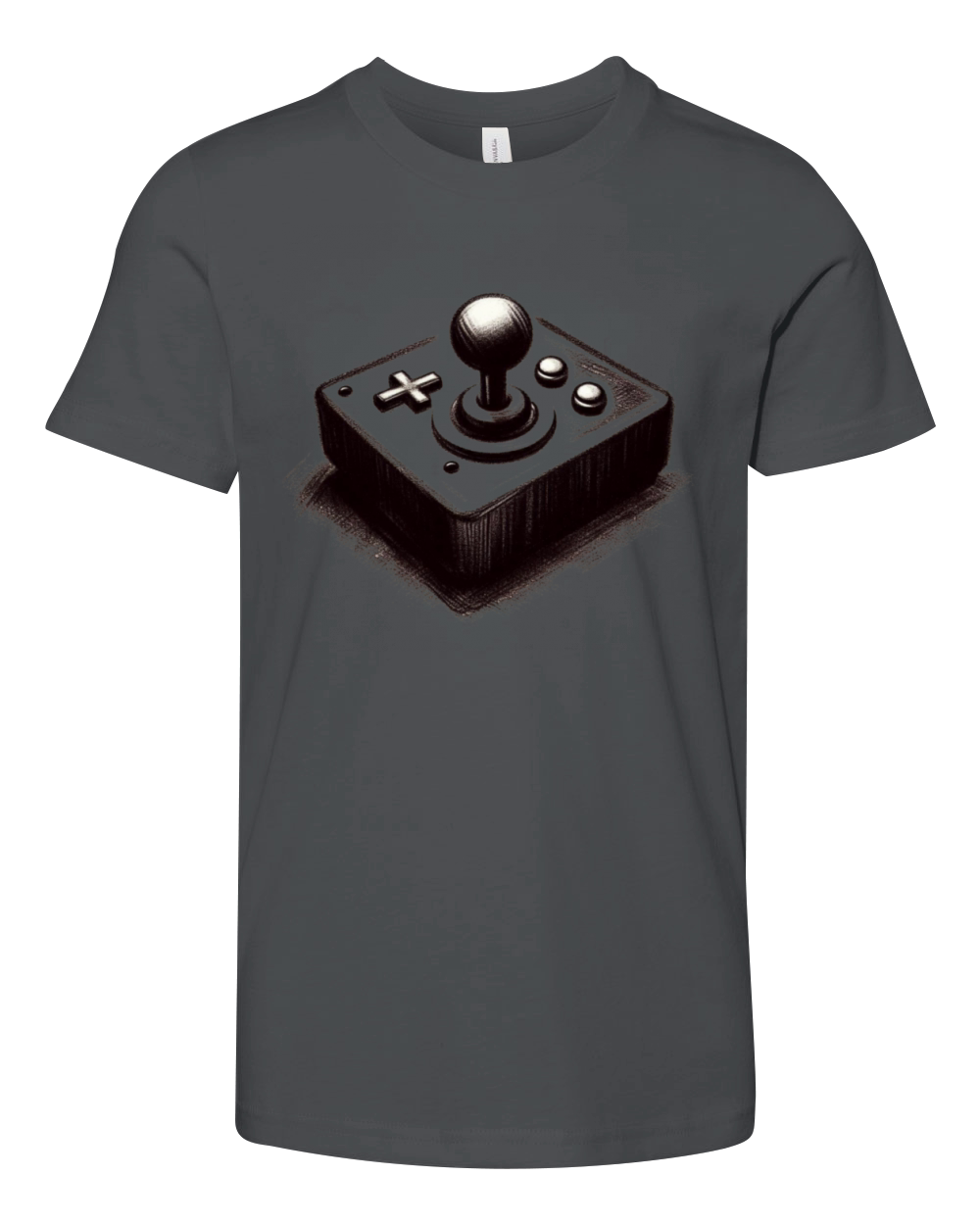 Gamer retro Joystick vintage charcoal gaming art 4 Youth Unisex Jersey Tee