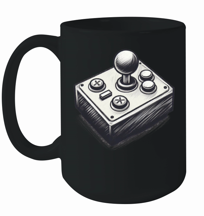 Gamer retro Joystick vintage charcoal gaming art 1 Ceramic Mug