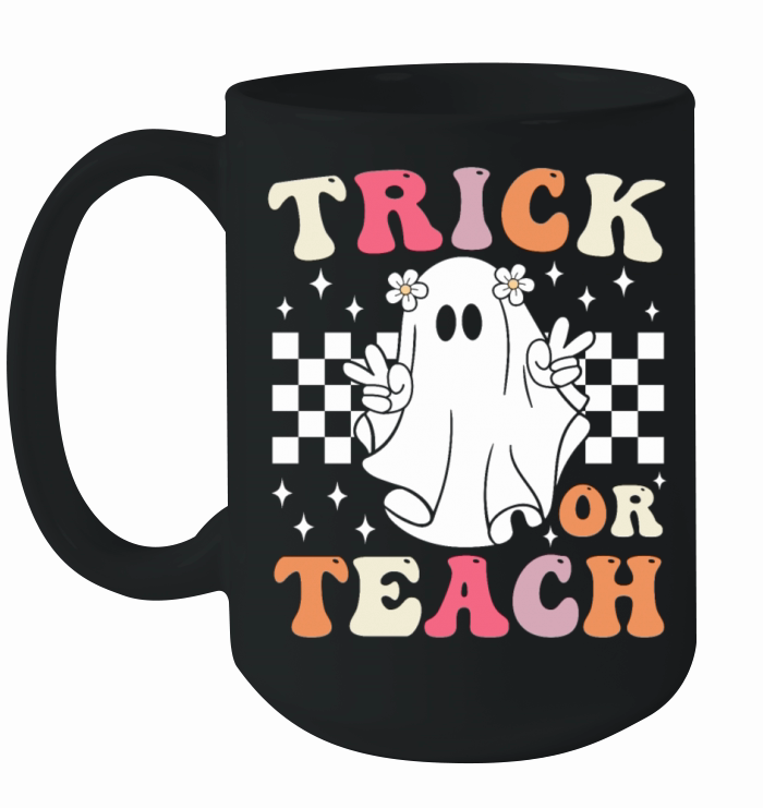Groovy Trick or Teach Halloween Teacher Ceramic Mug