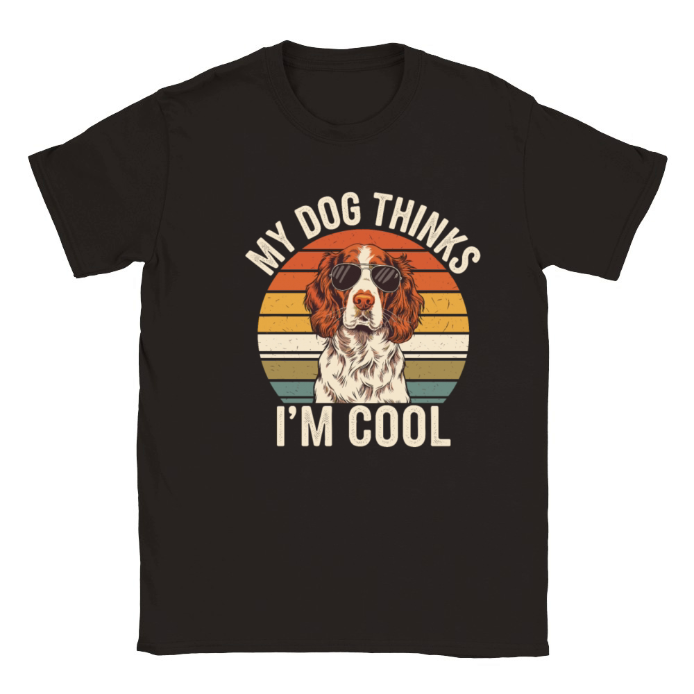 Brittany Spaniel My Dog Thinks Im Cool Classic Kids Crewneck T-shirt