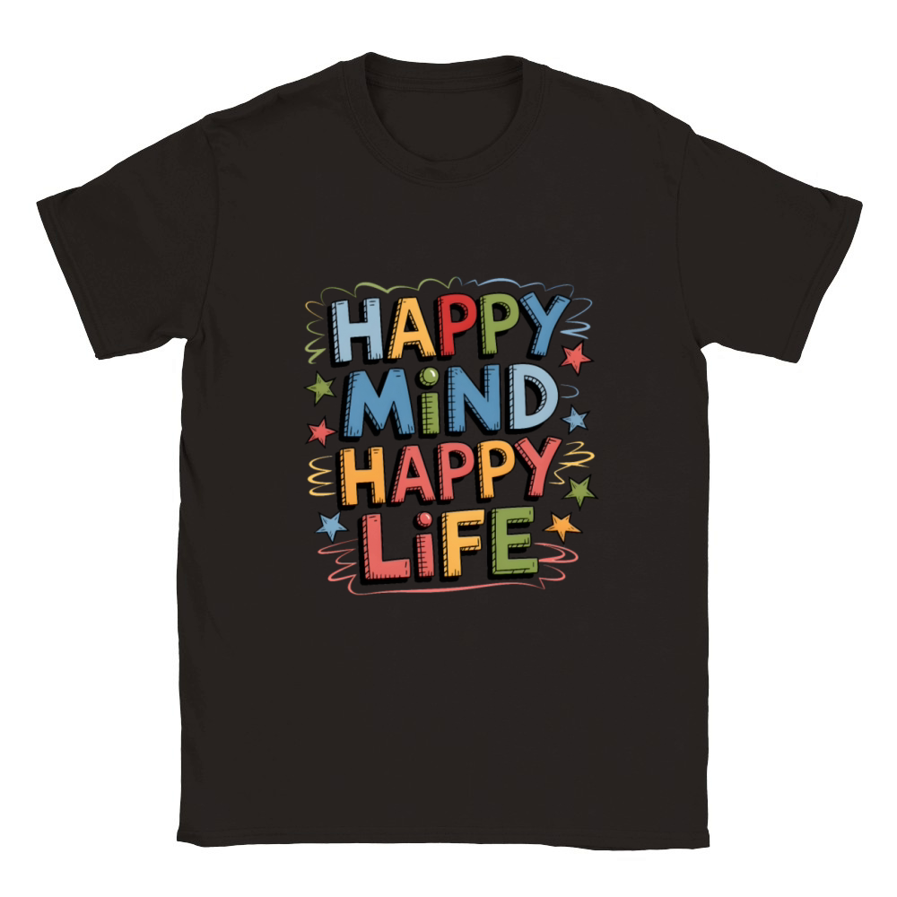 quotes Happy mind happy life Classic Kids Crewneck T-shirt