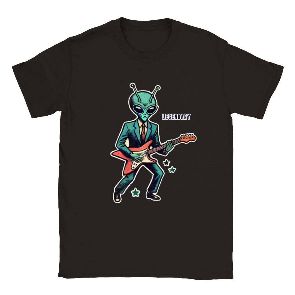Vintage Cartoon Alien Rockstar in Cosmic Performan Classic Kids Crewneck T-shirt