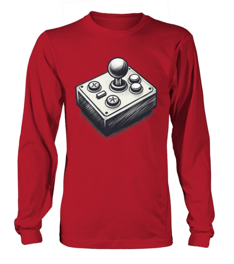 Gamer retro Joystick vintage charcoal gaming art 1 Long sleeved Unisex