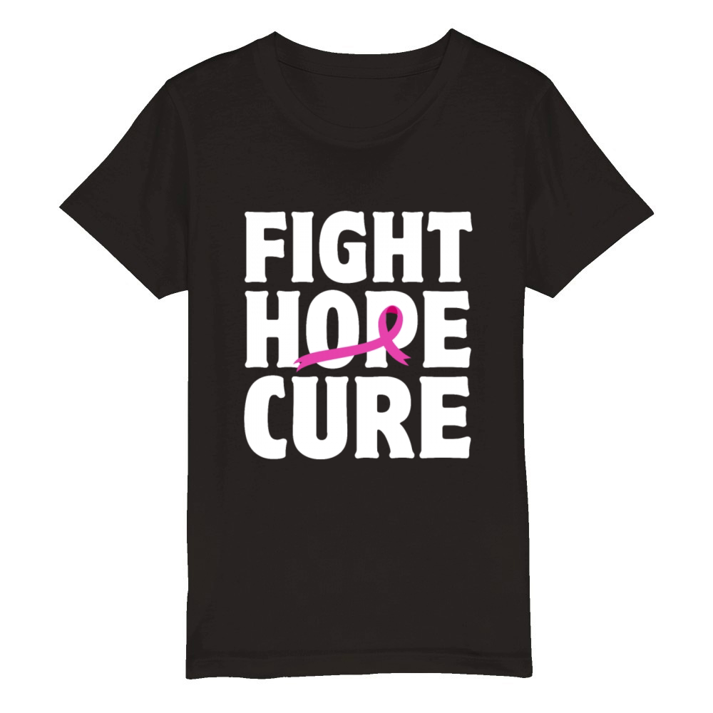 Fight Hope Cure Support Breast Cancer Organic Kids Crewneck T-shirt