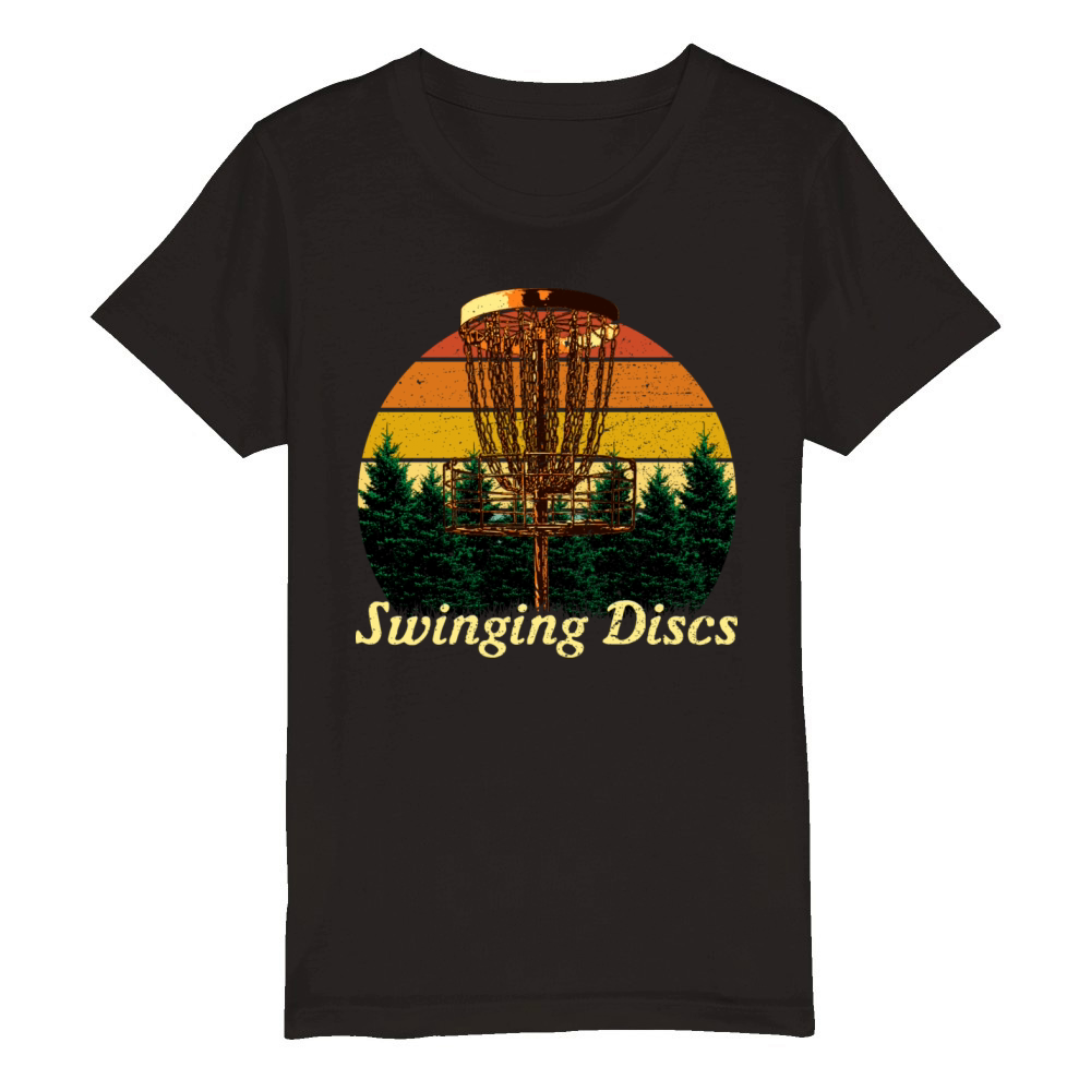 Swinging Discs in Baskets Sports Disc Golf Games G Organic Kids Crewneck T-shirt