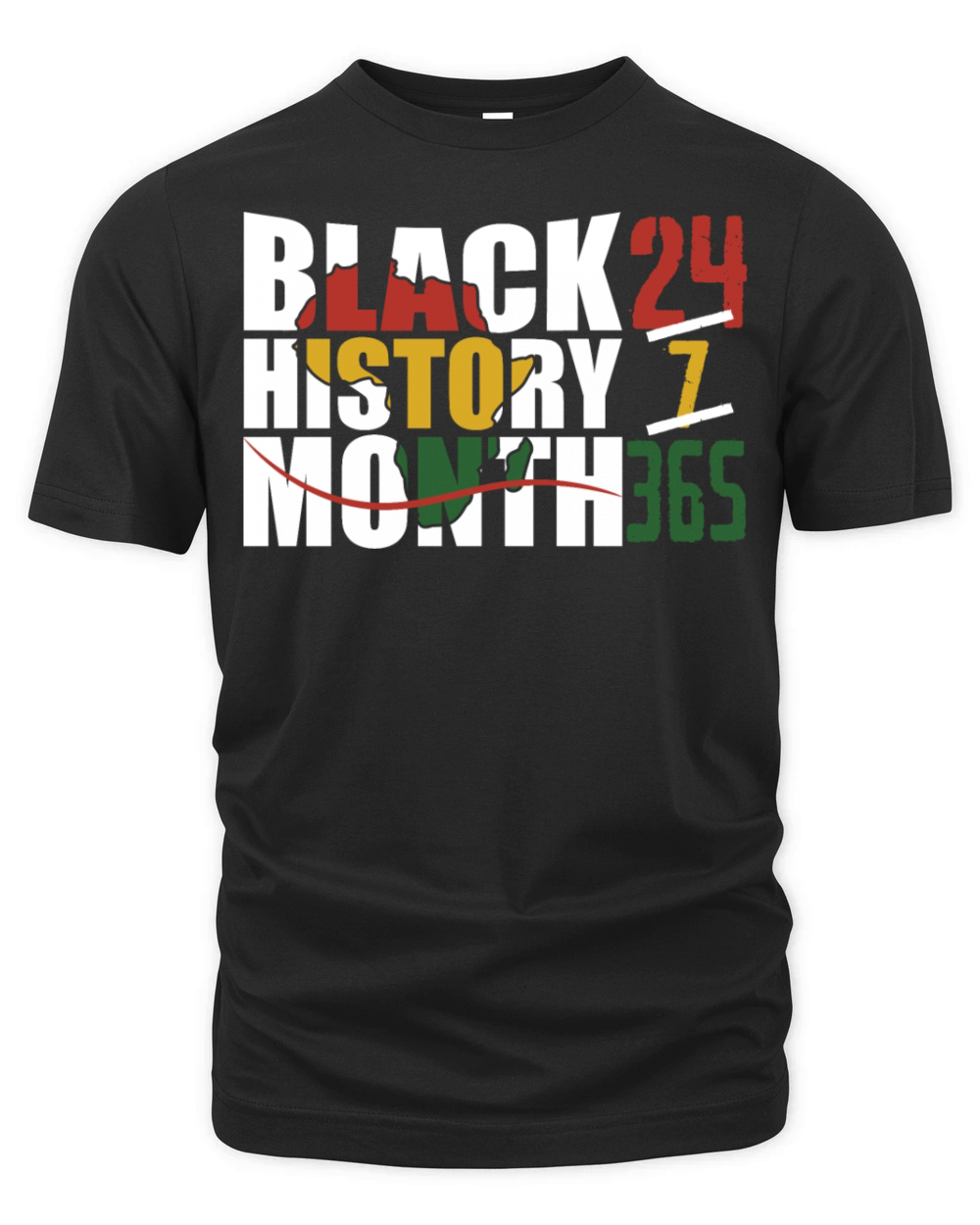 Black history month 24 7 365 with african map flag Organic Unisex T-shirt