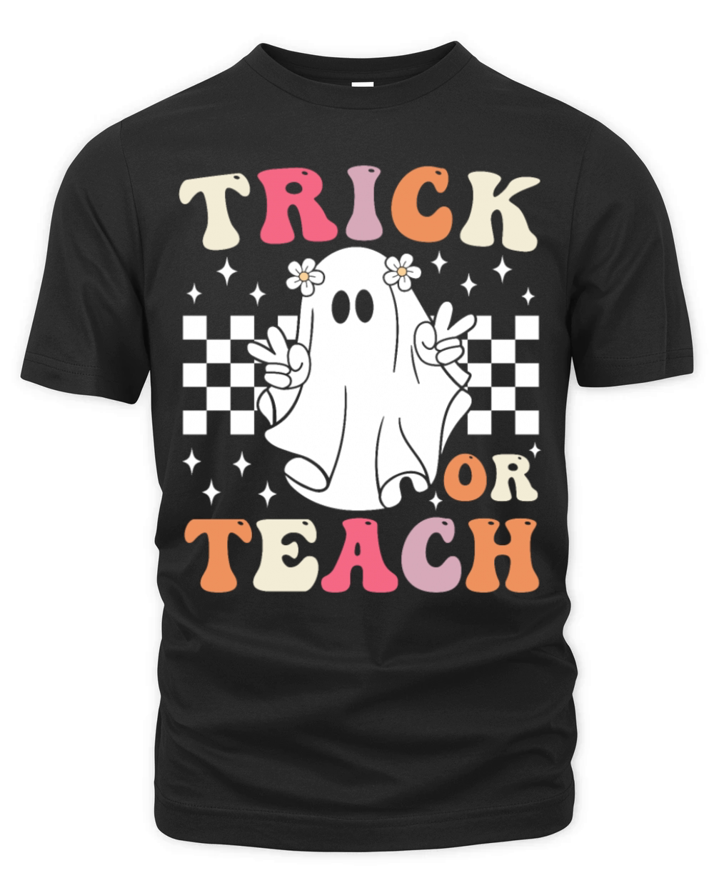 Groovy Trick or Teach Halloween Teacher Organic Unisex T-shirt