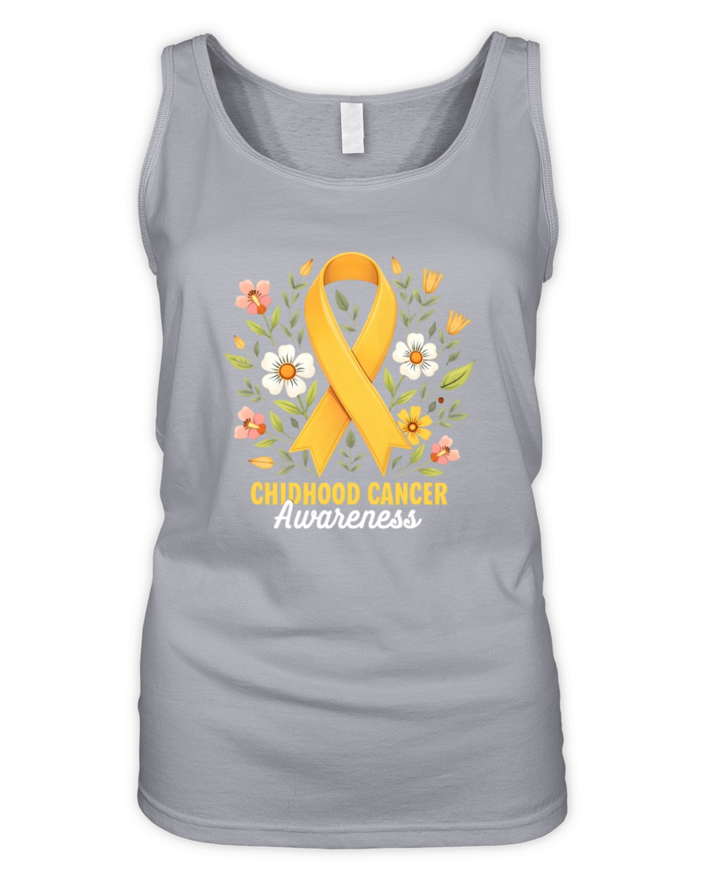 Childhood Cancer Awareness Hippie Flower Ribbon Organic Women's Tank Top