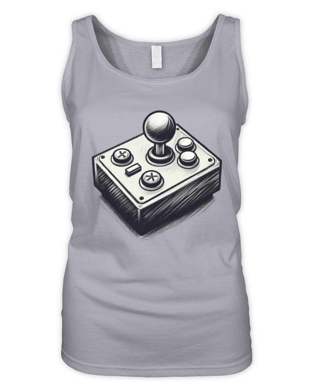 Gamer retro Joystick vintage charcoal gaming art 1 Organic Women's Tank Top
