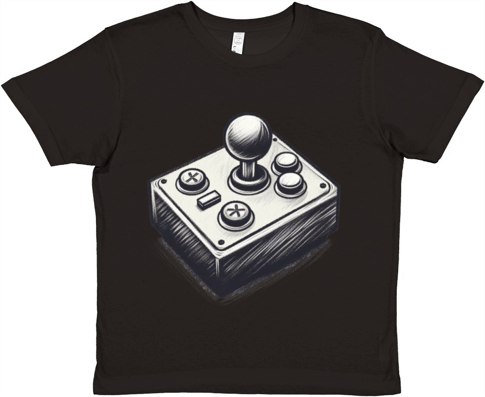 Gamer retro Joystick vintage charcoal gaming art 1 Premium Kids Crewneck T-shirt