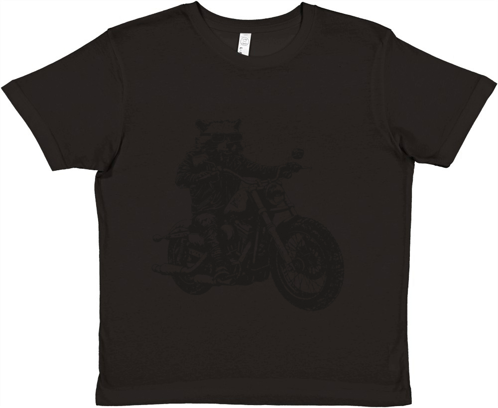 Raccoon Biker Motorcycle Racoon Chopper Moto Premium Kids Crewneck T-shirt