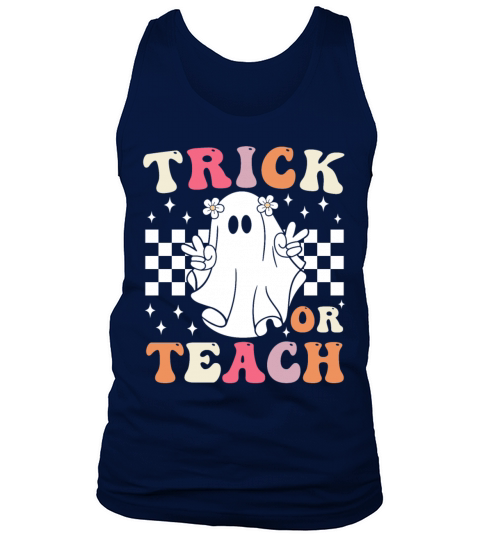 Groovy Trick or Teach Halloween Teacher Tank Top Unisex