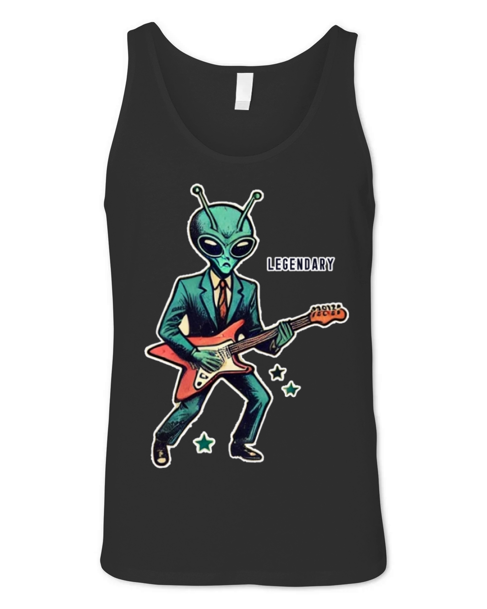 Vintage Cartoon Alien Rockstar in Cosmic Performan Unisex Jersey Tank