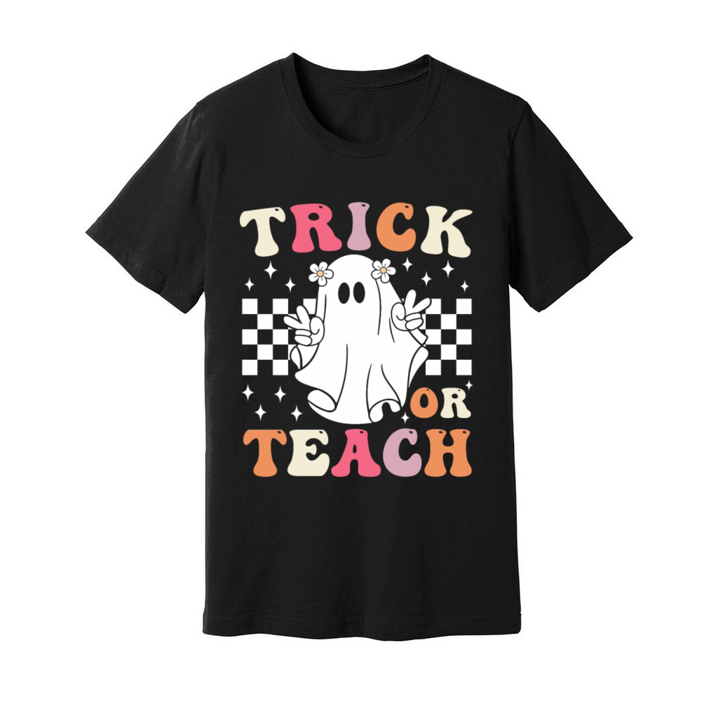 Groovy Trick or Teach Halloween Teacher Unisex Jersey Tee