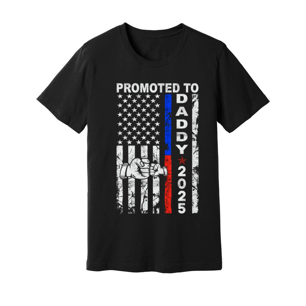 Promoted To Daddy Est 2025 First Time Dad Vintage Unisex Jersey Tee