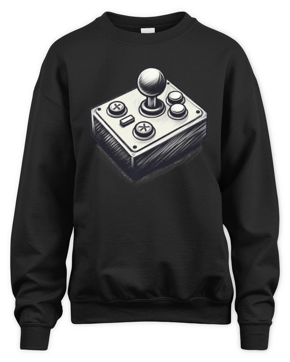 Gamer retro Joystick vintage charcoal gaming art 1 Unisex Premium Crewneck Sweatshirt