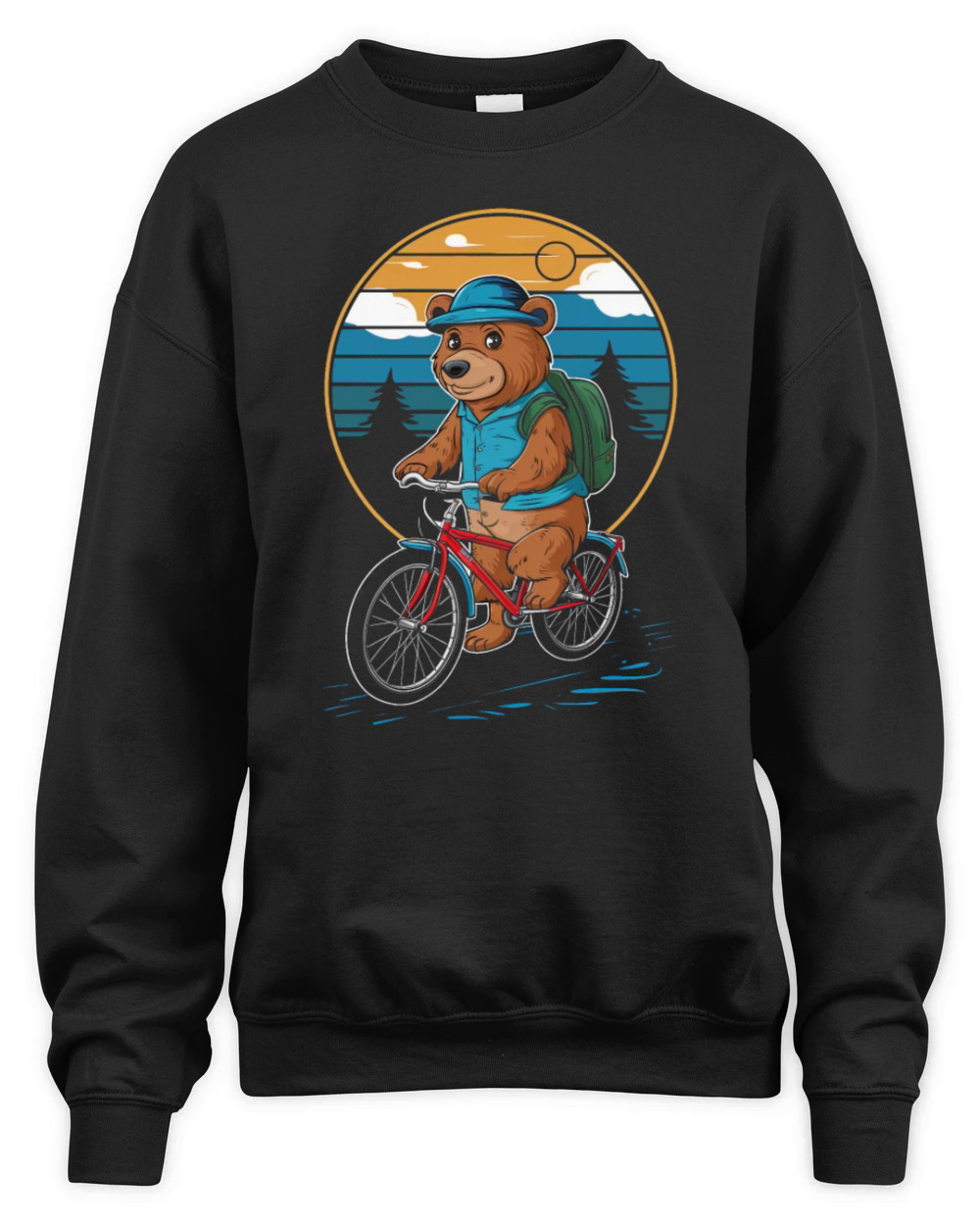 Retro Bear Riding A Bike Unisex Premium Crewneck Sweatshirt