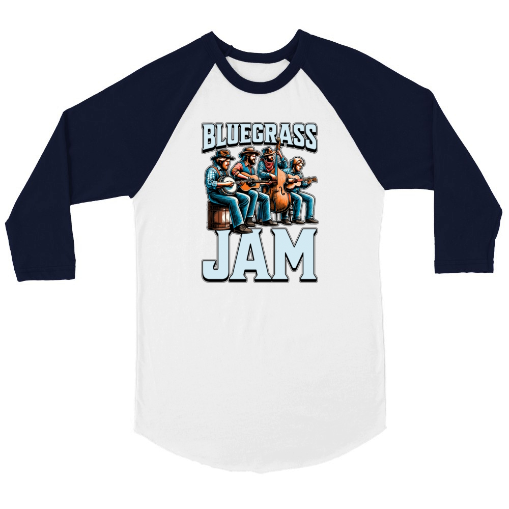 Bluegrass Jam String Instrument Folk Music Lover Unisex ¾ sleeve Raglan T-shirt